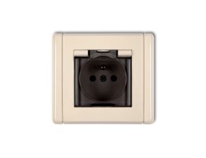 FLEXI Gniazdo bryzgoszczelne z/u (klapka dymna) beżowy 1FGPB-1zdp