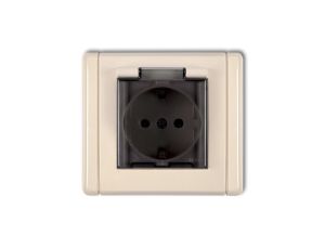 FLEXI Gniazdo bryzgoszczelne z/u SCHUKO (klapka dymna) beżowy 1FGPB-1sdp