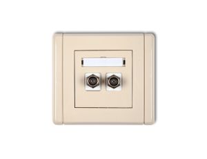 FLEXI Gniazdo antenowe podwójne typu F (SAT) pozłacane beżowy 1FGF-2.1