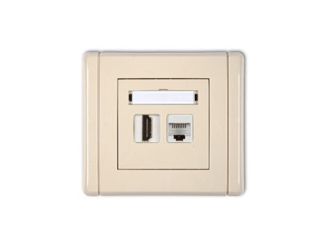 FLEXI Gniazdo pojedyncze HDMI + gniazdo komp. poj. 1xRJ45, kat. 5e, 8-stykowe beżowy 1FGHK
