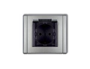 FLEXI Gniazdo bryzgoszczelne z/u SCHUKO (klapka dymna) srebrny metalik 7FGPB-1sdp