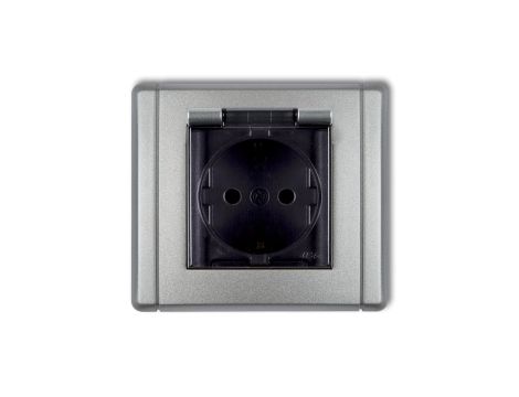 FLEXI Gniazdo bryzgoszczelne z/u SCHUKO (klapka dymna) srebrny metalik 7FGPB-1sdp