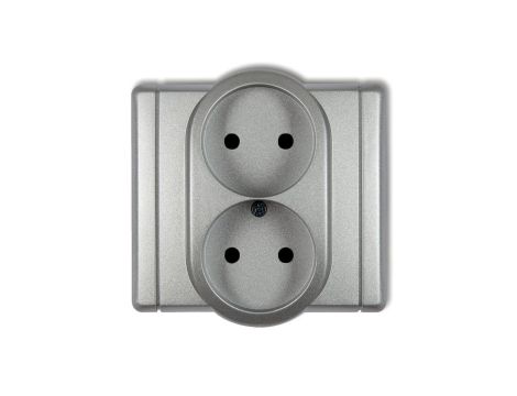 FLEXI Gniazdo podwójne b/u srebrny metalik 7FGP-2p