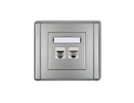 FLEXI Gniazdo telefoniczne pojedyncze 1xRJ11 + komputerowe pojedyncze 1xRJ45, kat. 5e, 8-stykowe, beznarzędziowe srebrny metalik