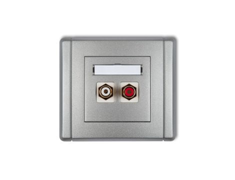 FLEXI Gniazdo podwójne RCA (typu cinch - biały i czerwony, pozłacane) srebrny metalik 7FGRCA-2