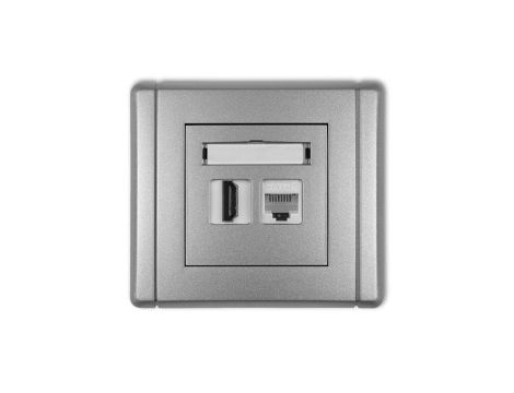 FLEXI Gniazdo pojedyncze HDMI + gniazdo komp. poj. 1xRJ45, kat. 5e, 8-stykowe srebrny metalik 7FGHK