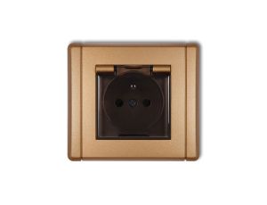 FLEXI Gniazdo bryzgoszczelne z/u (klapka dymna) złoty metalik 8FGPB-1zdp