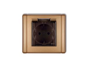 FLEXI Gniazdo bryzgoszczelne z/u SCHUKO (klapka dymna) złoty metalik 8FGPB-1sdp