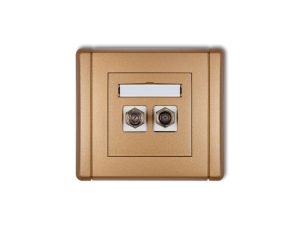 FLEXI Gniazdo antenowe podwójne typu F (SAT) pozłacane złoty metalik 8FGF-2.1