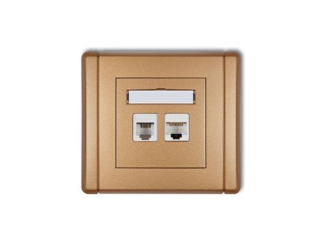 FLEXI Gniazdo telefoniczne pojedyncze 1xRJ11 + komputerowe pojedyncze 1xRJ45, kat. 5e, 8-stykowe, beznarzędziowe złoty metalik 8