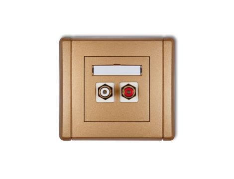 FLEXI Gniazdo podwójne RCA (typu cinch - biały i czerwony, pozłacane) złoty metalik 8FGRCA-2