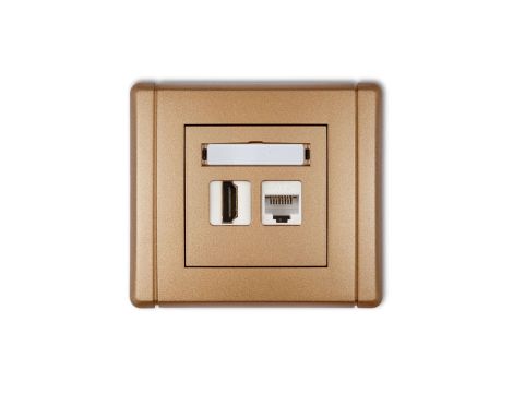 FLEXI Gniazdo pojedyncze HDMI + gniazdo komp. poj. 1xRJ45, kat. 5e, 8-stykowe złoty metalik 8FGHK