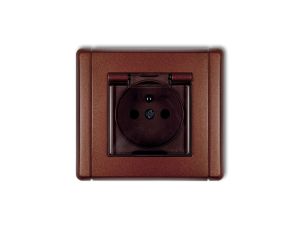 FLEXI Gniazdo bryzgoszczelne z/u (klapka dymna) brązowy metalik 9FGPB-1zdp