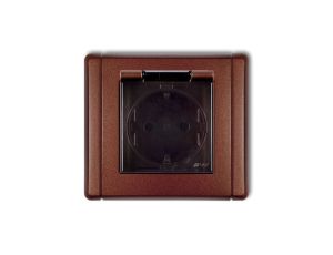 FLEXI Gniazdo bryzgoszczelne z/u SCHUKO (klapka dymna) brązowy metalik 9FGPB-1sdp