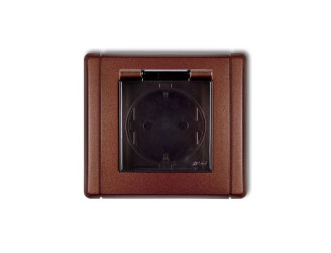 FLEXI Gniazdo bryzgoszczelne z/u SCHUKO (klapka dymna) brązowy metalik 9FGPB-1sdp