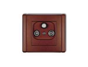 FLEXI Gniazdo antenowe RTV-SAT przelotowe 10dB brązowy metalik 9FGSP