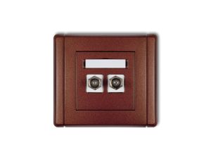 FLEXI Gniazdo antenowe podwójne typu F (SAT) pozłacane brązowy metalik 9FGF-2.1