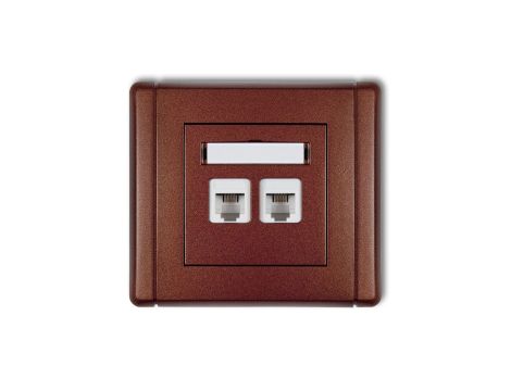 FLEXI Gniazdo telefoniczne podwójne 2xRJ11, 4-stykowe, beznarzędziowe brązowy metalik 9FGT-2