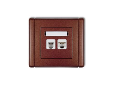 FLEXI Gniazdo telefoniczne pojedyncze 1xRJ11 + komputerowe pojedyncze 1xRJ45, kat. 5e, 8-stykowe, beznarzędziowe brązowy metalik