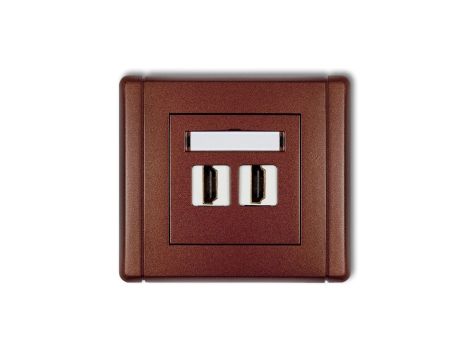 FLEXI Gniazdo podwójne HDMI brązowy metalik 9FHDMI-2