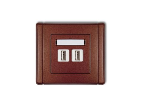 FLEXI Gniazdo podwójne 2xUSB-AA brązowy metalik 9FGUSB-2