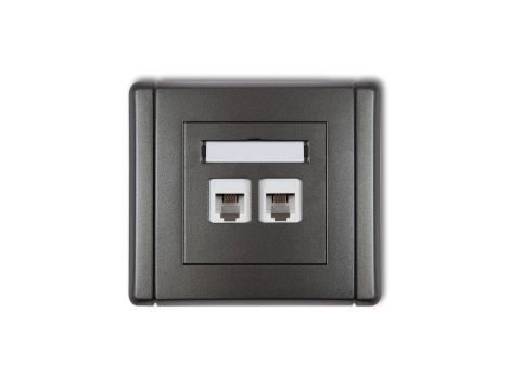 FLEXI Gniazdo telefoniczne podwójne 2xRJ11, 4-stykowe, beznarzędziowe grafitowy 11FGT-2