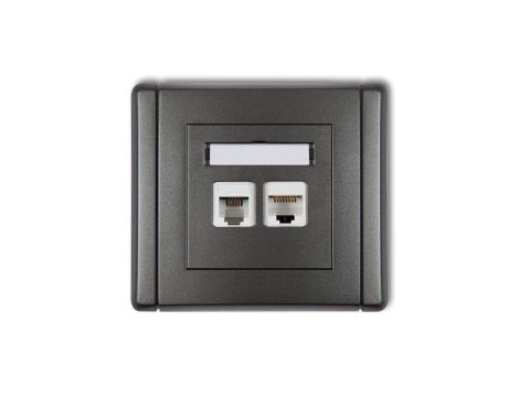 FLEXI Gniazdo telefoniczne pojedyncze 1xRJ11 + komputerowe pojedyncze 1xRJ45, kat. 5e, 8-stykowe, beznarzędziowe grafitowy 11FGT