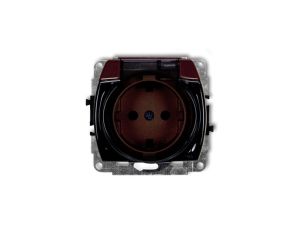 TREND Gniazdo bryzgoszczelne z/u SCHUKO (klapka dymna) brązowy 4GPB-1sdp