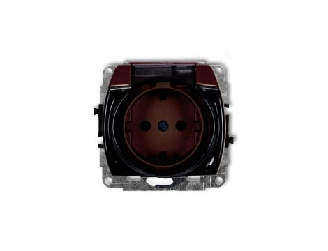 TREND Gniazdo bryzgoszczelne z/u SCHUKO (klapka dymna) brązowy 4GPB-1sdp