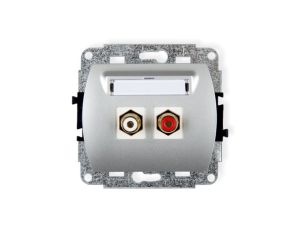 TREND Gniazdo podwójne RCA (typu cinch - biały i czerwony, pozłacany) srebrny 5GRCA-2