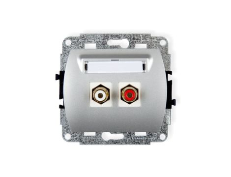 TREND Gniazdo podwójne RCA (typu cinch - biały i czerwony, pozłacany) srebrny 5GRCA-2