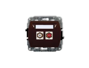 TREND Gniazdo podwójne RCA (typu cinch - biały i czerwony, pozłacany) brązowy 4GRCA-2