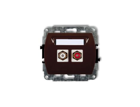 TREND Gniazdo podwójne RCA (typu cinch - biały i czerwony, pozłacany) brązowy 4GRCA-2