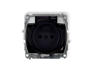 TREND Gniazdo bryzgoszczelne z/u (klapka dymna) srebrny 5GPB-1zdp