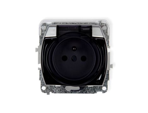 TREND Gniazdo bryzgoszczelne z/u (klapka dymna) srebrny 5GPB-1zdp