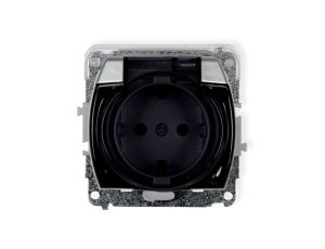 TREND Gniazdo bryzgoszczelne z/u SCHUKO (klapka dymna) srebrny 5GPB-1sdp