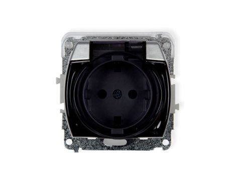 TREND Gniazdo bryzgoszczelne z/u SCHUKO (klapka dymna) srebrny 5GPB-1sdp