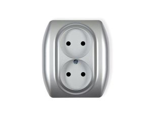 TREND Gniazdo podwójne b/u srebrny 5GP-2p