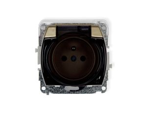 TREND Gniazdo bryzgoszczelne z/u (klapka dymna) złoty 6GPB-1zdp