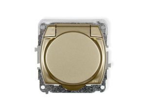 TREND Gniazdo bryzgoszczelne z/u SCHUKO (klapka złota) złoty 6GPB-1sp