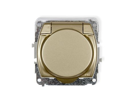 TREND Gniazdo bryzgoszczelne z/u SCHUKO (klapka złota) złoty 6GPB-1sp