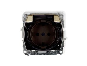 TREND Gniazdo bryzgoszczelne z/u SCHUKO (klapka dymna) złoty 6GPB-1sdp