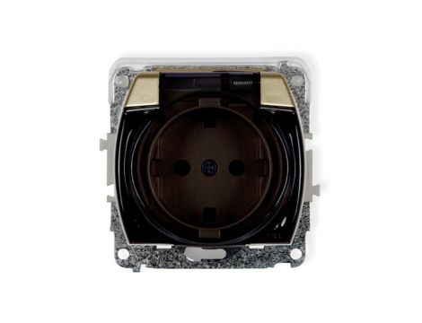 TREND Gniazdo bryzgoszczelne z/u SCHUKO (klapka dymna) złoty 6GPB-1sdp