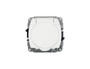 TREND Gniazdo bryzgoszczelne z/u SCHUKO (klapka biała) biały GPB-1sp