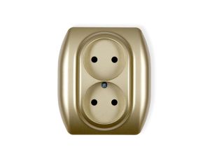 TREND Gniazdo podwójne b/u złoty 6GP-2p