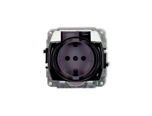 TREND Gniazdo bryzgoszczelne z/u SCHUKO (klapka dymna) biały GPB-1sdp