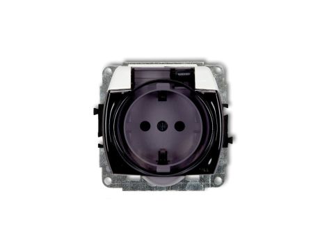 TREND Gniazdo bryzgoszczelne z/u SCHUKO (klapka dymna) biały GPB-1sdp