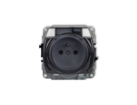 TREND Gniazdo bryzgoszczelne z/u (klapka dymna) srebrny metalik 7GPB-1zdp