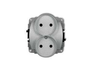 TREND Gniazdo podwójne b/u srebrny metalik 7GPR-2p