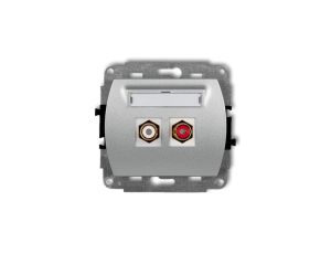 TREND Gniazdo podwójne RCA (typu cinch - biały i czerwony, pozłacany) srebrny metalik 7GRCA-2